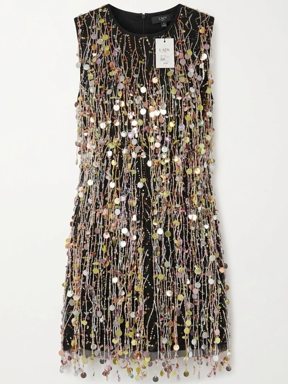 Nasty Gal Black Multicolor Sequin Fringe Dress